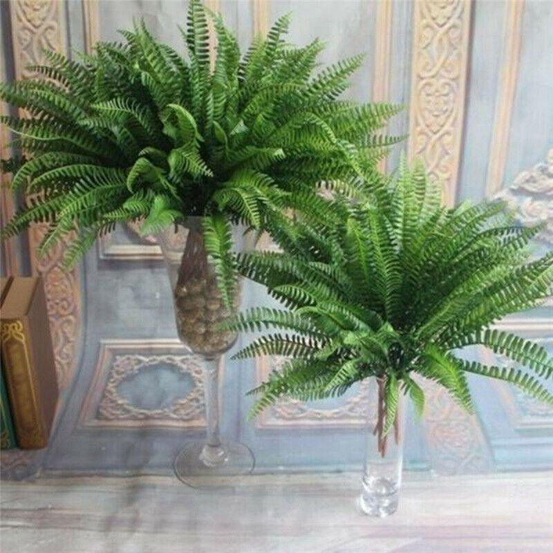 A74E-30Pcs Artificial Boston Fern Bush Silk Plant Hanging Fake Greenery Home Decor