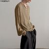 INCERUN Oversized Autumn Spring Men Casual Long Sleeve Texture T-shirts Tops