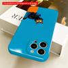 2DFlat Black Cat on Orange Edge, Bright Blue Background All inclusive film hard iPhone case, compatible with iPhone 18 Pro Max 17 16 15 14 13 12 11