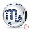 Copper Metal Blue Zircon 12 Constellation Charm Bead Components Bead Component Compatible With Authentic Original Bracelets High Quality Fine Do It