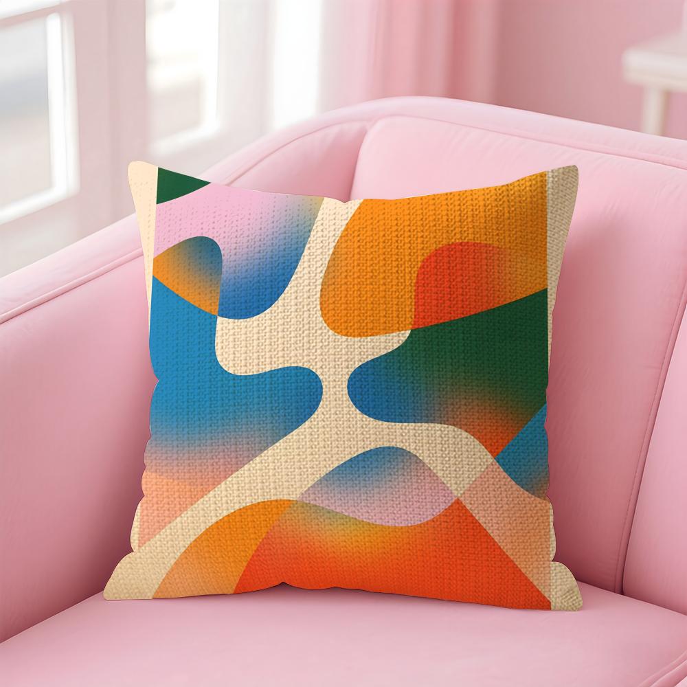 Abstract Geometric Cushion Cover Natural Linen Pillow Case Double-Sided Print Decorative Sofa Pillowcase Home Decor Gift