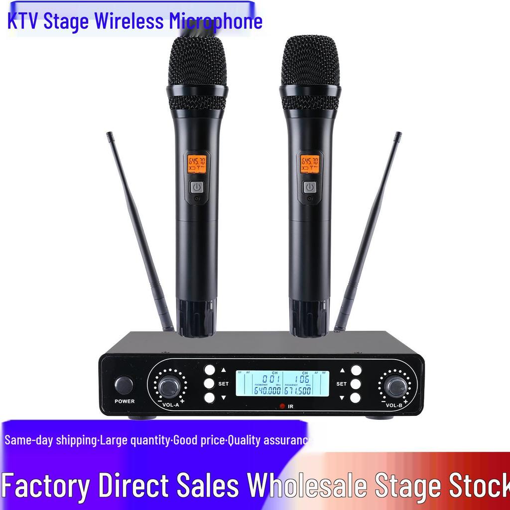 Dual UHF Wireless Microphones for Stage, Home, KTV, and Outdoor Speaker Performances