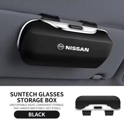For X-trail Qashqai Versa Juke Leaf ABS Visor Glasses Case Clip Carbon Fiber Texture Car Sun Visor Glasses Box Storage