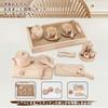 TUGO Wooden Pretend Play Set - Educational Toy for Pretend Play, Wooden Toy with Dish Box, Cookware, Plates, Pots, and Tableware, Kitchen Toy, Wooden