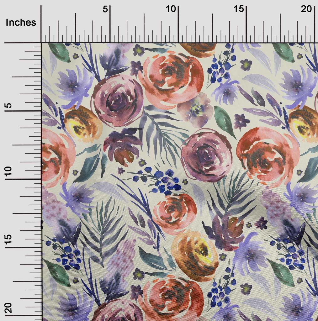 oneOone Baumwolle Flex Mittelblau Stoff Blumen Kleidermaterial Stoffdruckstoff Meterware 40 Zoll