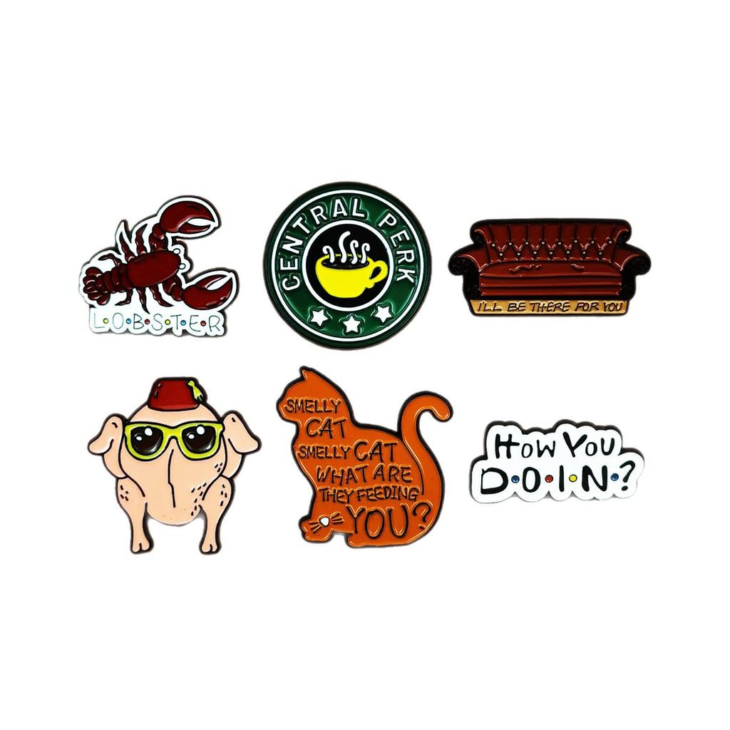 Personalized Cartoon Animal Brooch - Friends TV Show Badge with English Letter Alloy