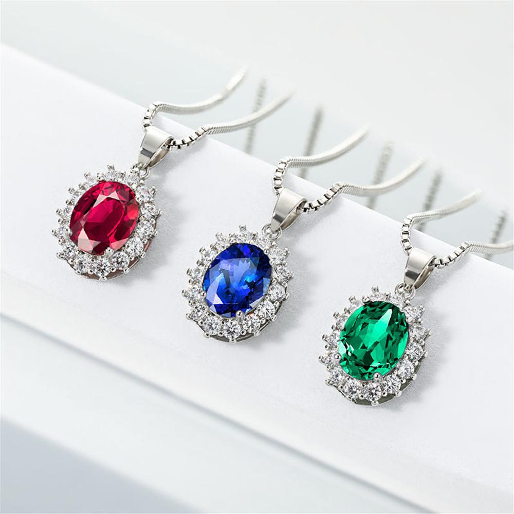 Charm Female Blue Sunflower Zircon Stone Pendant Necklace Mom Gfit Wedding  For Women SMT13449