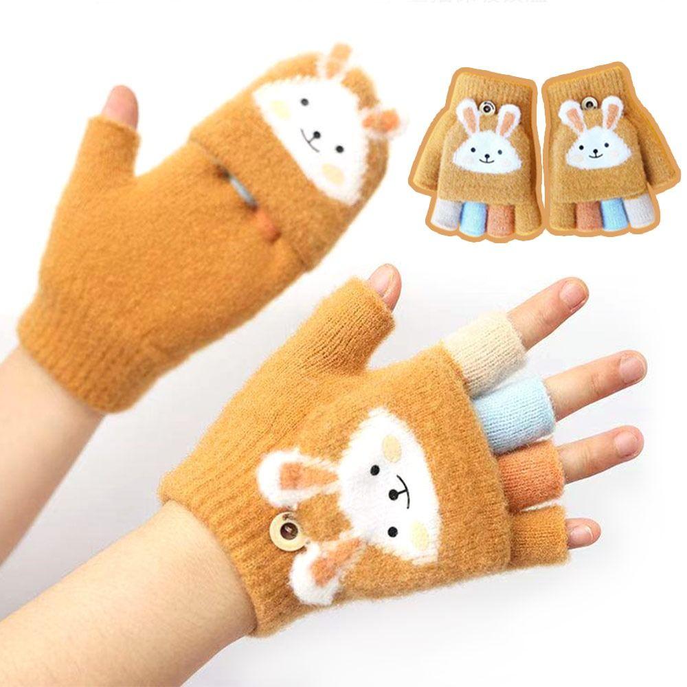 Baby Boys Girls Plush Soft Cute Thick Warm Knitted Mittens Kids Gloves