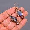 Labradorite Stone Artisan Dangle Drop Electroformed Hook Earrings Jewelry Copper V-112