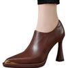 Damskie Buty na Wysokim Obcasie Luksusowa Skóra Szpiczaste Pojedyncze Buty Modne Eleganckie Szpilki z Bocznym Zamkiem Głębokie Wycięcie Wysokie Obcasy dla Pań