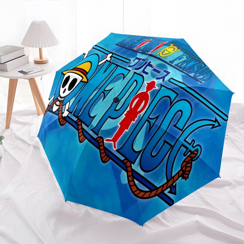 1 PC Automatic Folding Umbrella - Anime One Piece Pattern Portable Foldable Design With 8 Ribs Christmas Birthday Gifts