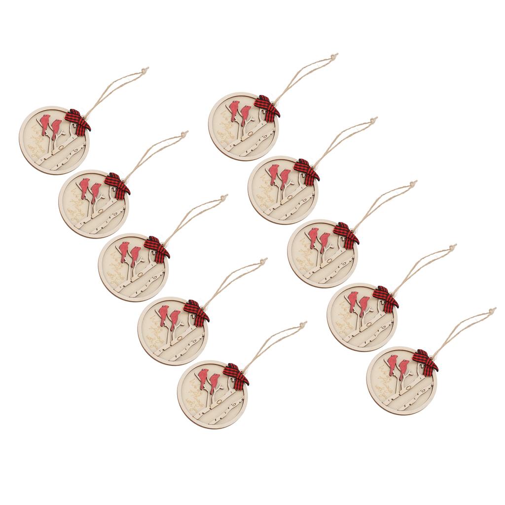 10Pcs Handmade Memorial Ornament Wooden Red Cardinal Ornament Hanging Memorial Christmas Decoration