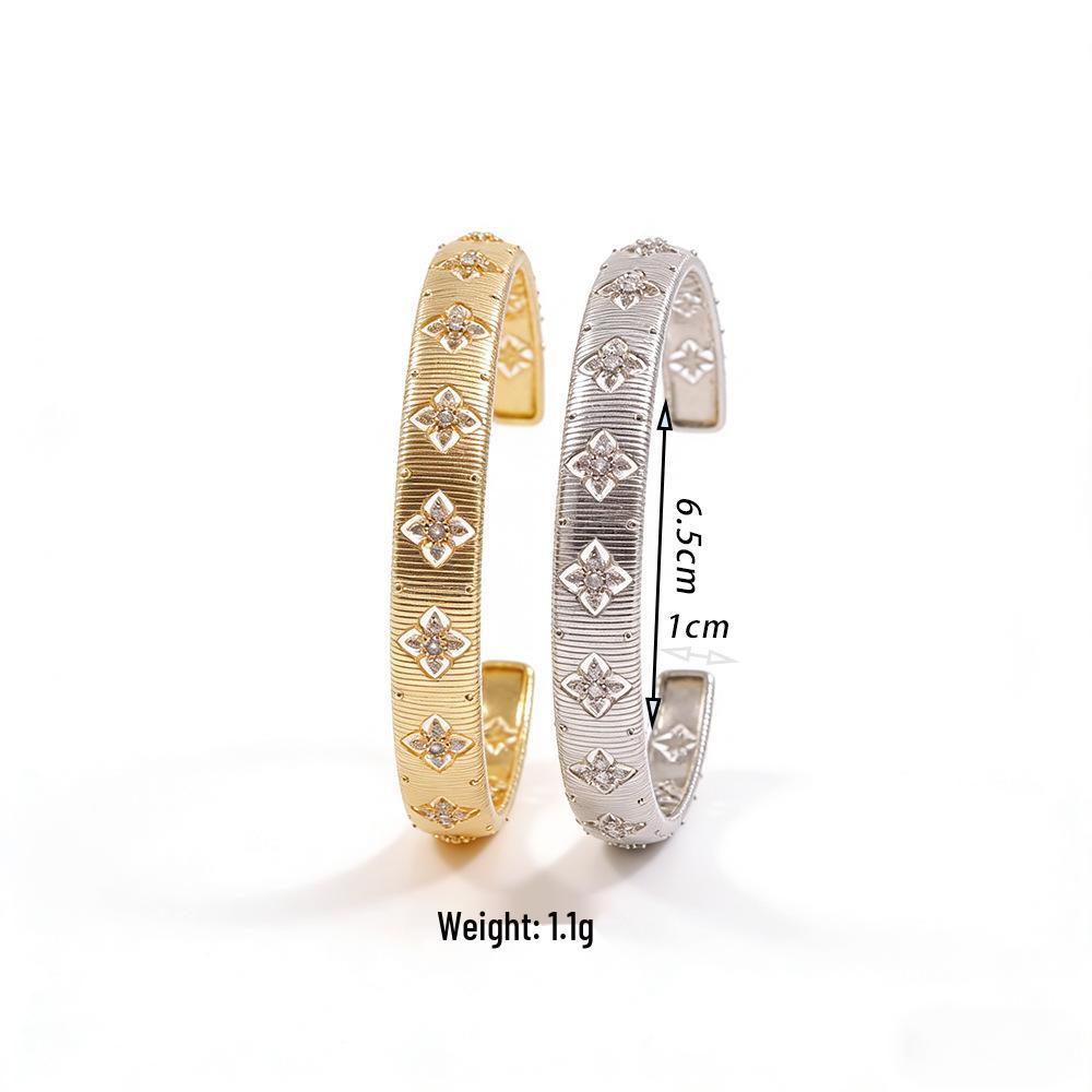 Korean Geometric Open Cuff Bracelet in Gold & Silver