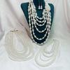 Faux Pearls Necklace and Earrings Set Fashionable Women's Faux Pearls Statement Necklace and Earrings Jewelry Set