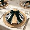 Christmas Table Decor 6Pcs Velvet Bow Napkin Rings Fabric Holders Red Elastic Bands for Dinner Green Rings Holiday Party Reusable Parties