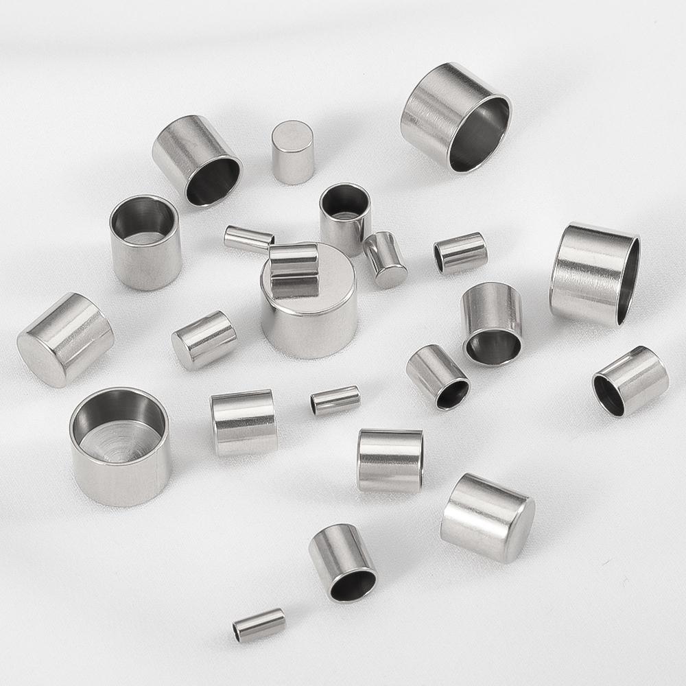 20pcs Stainless Steel Flat End Caps Leather Bracelet Fastener Crimp Clasps Asseccories for Jewelry Making DIY Findings Wholesale