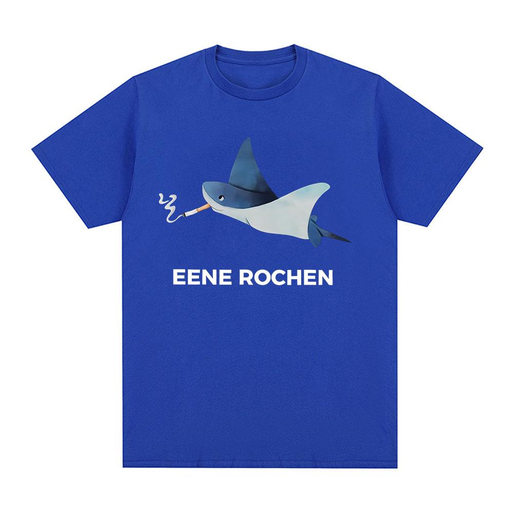 Eene Rochen Funny Shark Smoking Humor Graphic T Shirts Unisexs Clothing Oversized Cotton Short Sleeve TShirts Harajuku Streetwear