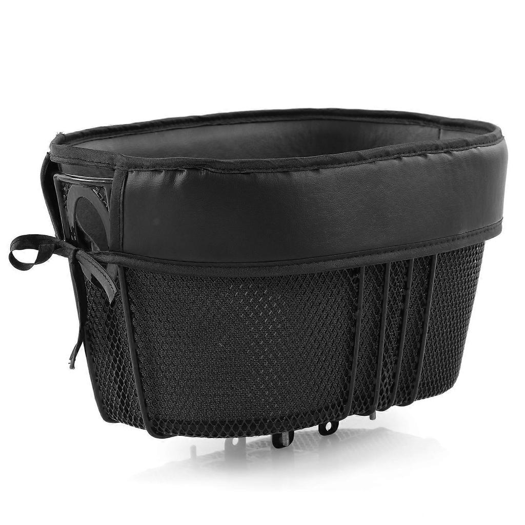 Dog Bike Basket Mountain Bike Shopping Basket Portable Cat and Dog Carrier for Bike Front Crossbar with Sponge Liner Safety Strap (Black)