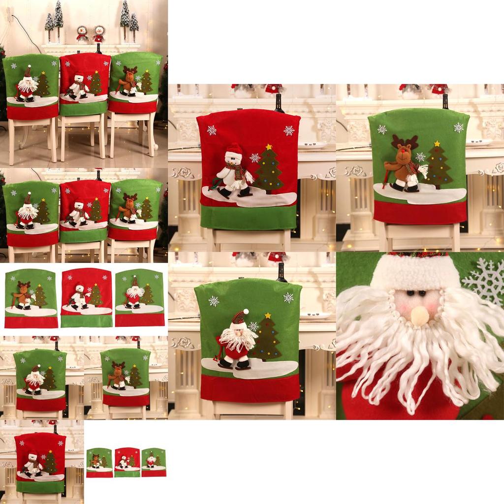 Festligt 3D Julstolsöverdrag med Bedårande Ren Santa Snögubbe Design