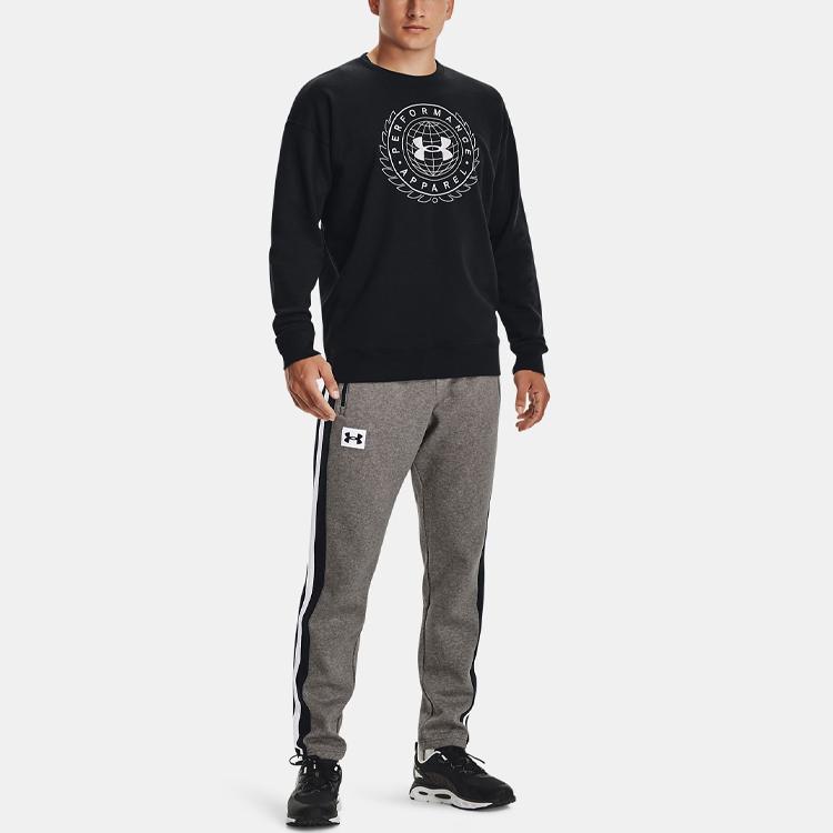 Under Armour Rival Alma Mater Logo Embroidered Fleece Crewneck Sweatshirt Men Sweatshirt Black 1366298-001