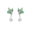 Butterfly Dream Enamel Pearl Earrings: S925 Sterling Silver, Fashionable Design
