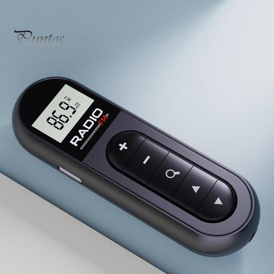Mini-FM-Radio mit Taschenclip, LCD-Display mit Hintergrundbeleuchtung und 3,5-mm-Kopfhörer, einstellbarer Frequenz, DSP-Filterchip