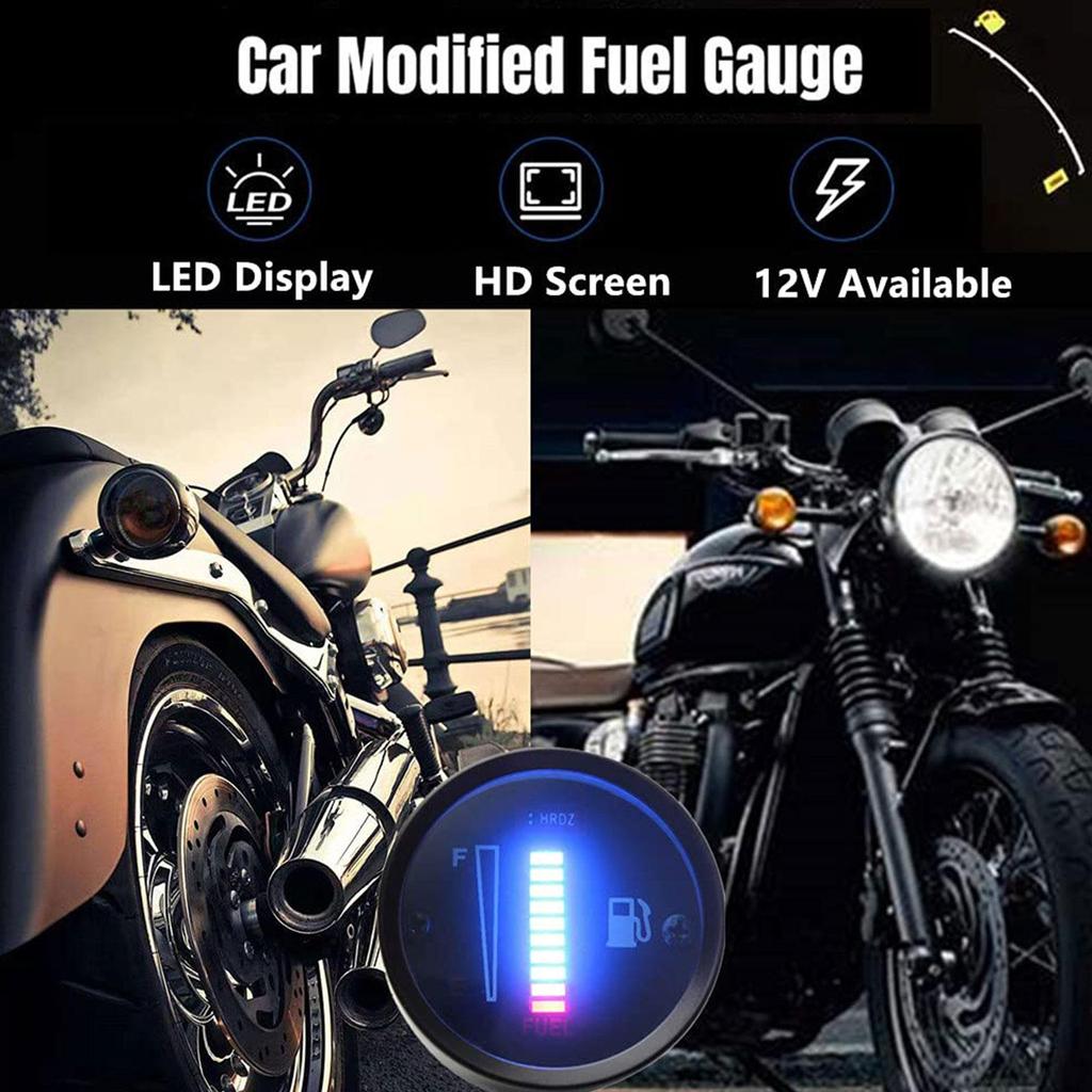 Universal 2" 52mm Car Motorcycle Fuel Level Gauge 12V LED Fuel Level Meter Gauge Fuel Level Sensor Alloy Car Styling