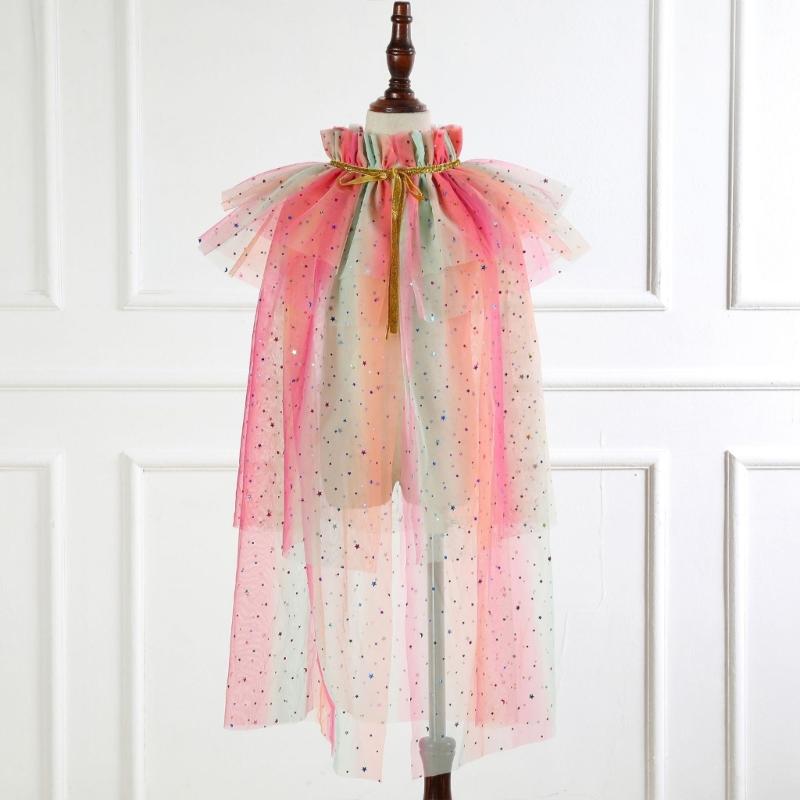 Princess Cape, Colorful Princess Cloak Girls Glittering Princess Dress Up Cape