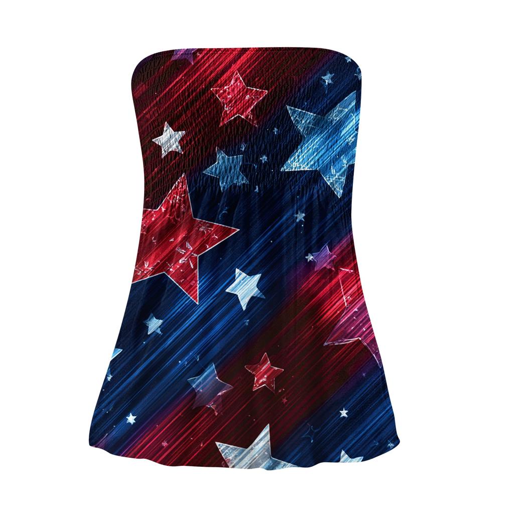Tops Tubo de Verão para Mulheres, Camiseta Sem Mangas Estampada Fofa Sexy Ombro a Ombro