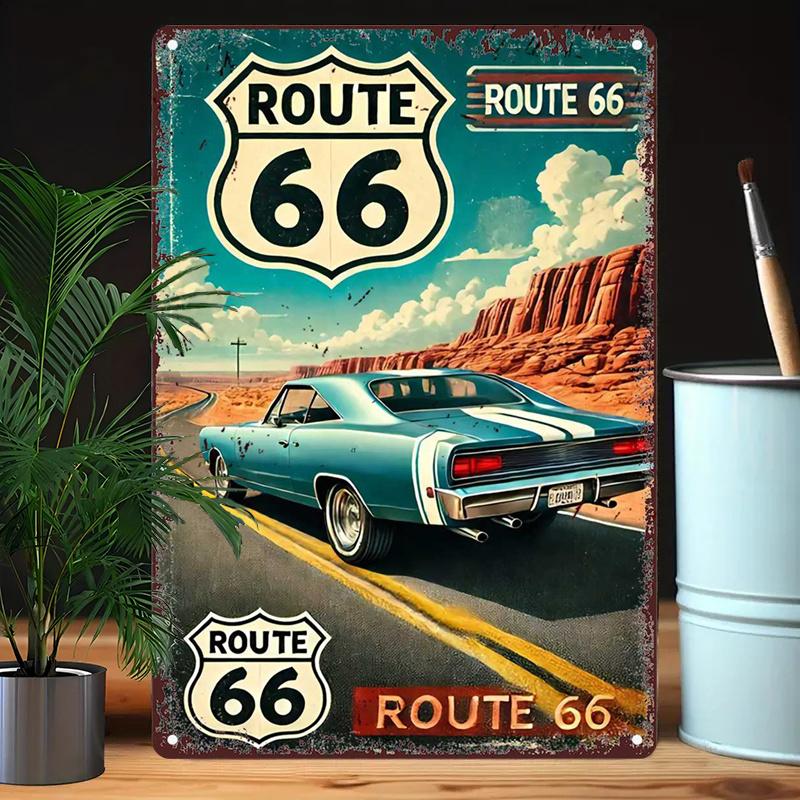 Vintage Route Classic Car Metal Tin Sign Wall Decor 20x30cm(7.8x11.8inch)