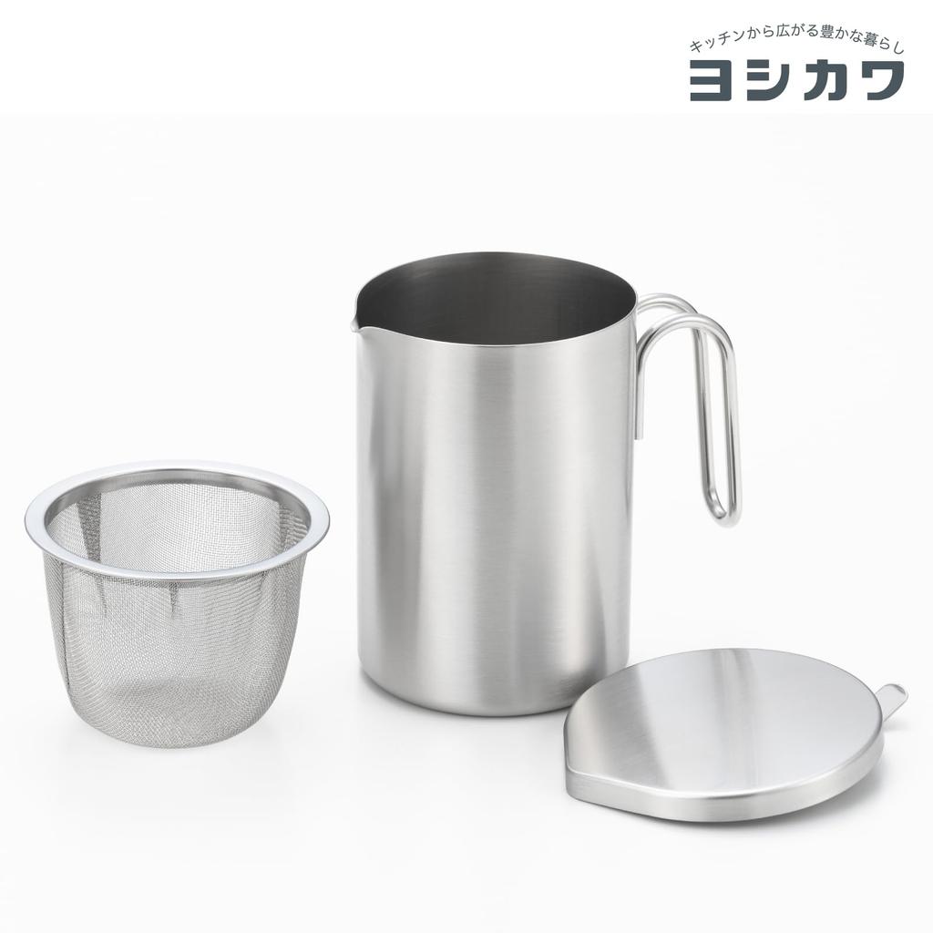 Yoshikawa And/And Nerezový Mini Hrnec na Olej, 380 ml, s Sítkem a Víčkem, Vyrobeno v Japonsku, Tsubame-Sanjo, Vhodné do myčky, AN0217