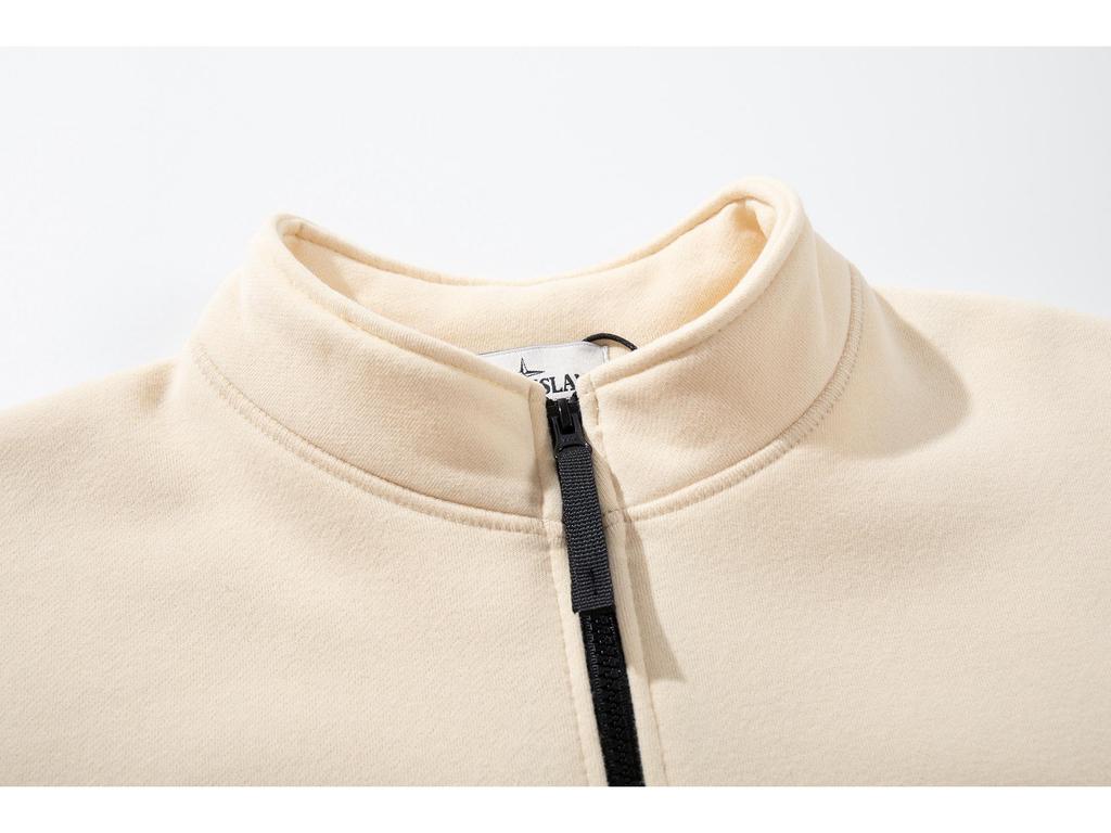 Sitong Island Thick Fleece Stand Collar Zipper Hoodie for Men