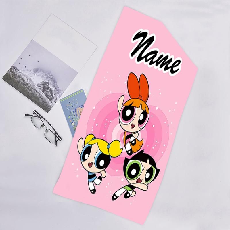 1pc The Powerpuff Girls10 Beach Towel with Custom Name, Beach/Swimming/Bath/Picnic/Camping Towel, Suitable for Seaside Beaches