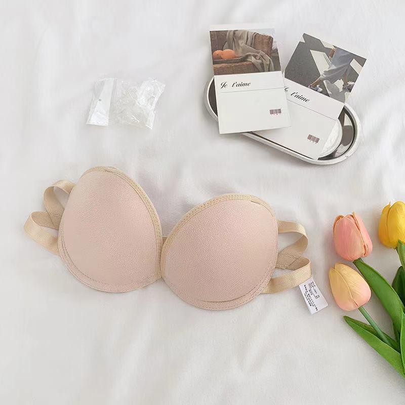 Sutien push-up din dantelă fără bretele pentru femei, Sutien de nuntă invizibil anti-alunecare, fără spate, pentru sâni mici