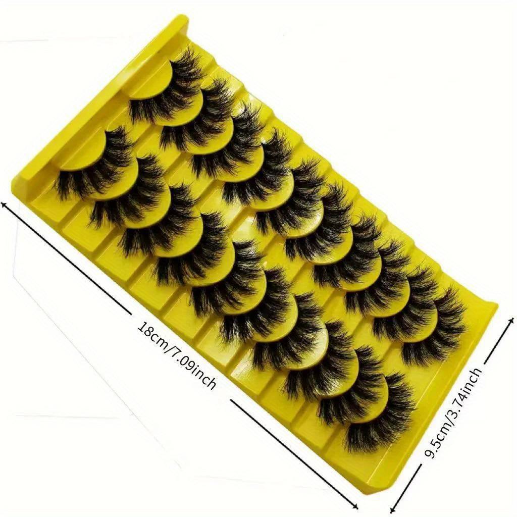10 Pairs Fluffy 3D Russian Strip False Eyelashes - Thick, Messy, Beginner-Friendly Fake Lashes In Black, C/D Curl, Various Lengths (10-18mm)