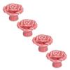 4 Set Rose Shaped Handle Modern Ceramic Cabinet Knob for Home Living Room BedroomPink