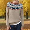 Ladies' Fashion Sweater, Round Neck,Loose Pullover Long-sleeved Knitted Sweater