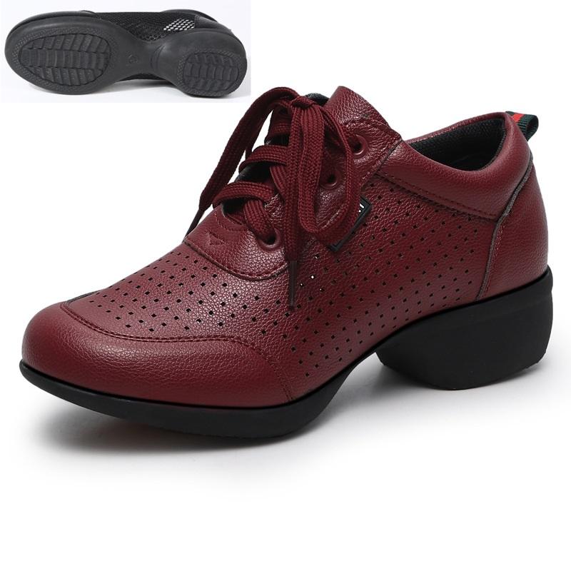 New Mesh Square Dance Shoes For Women Breathable Modern Dancing Shoes Anti Slip Warm Height Increasing Jazz Commuting Shoes