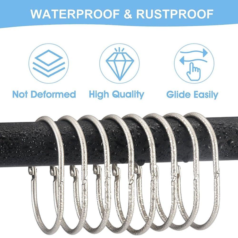12 Pcs Glide Smoothly Oval Shower Hooks Rust Proof Shower Curtain Rod Hangers Shower