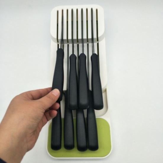 Kitchen Drawer Organizer Tray with Adjustable Compartments Cutlery Holder for Knives Forks Spoons Space-Saving Multi-Purpose Storage for Utensils