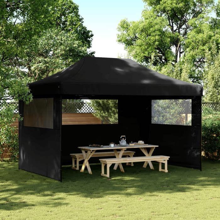 VidaXL Folding Pop-Up Party Tent 3 Sidewalls Black, Tent, Canopy Tent, Gazebo Awning 4004974