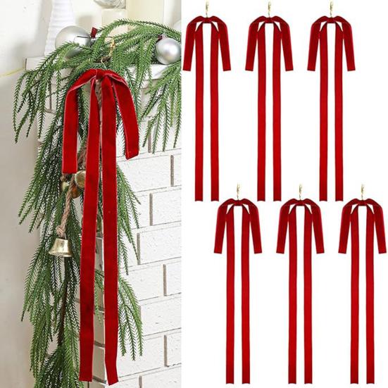 6Pcs Velvet Christmas Bows Extra Large Festive Ribbon Decor for Wreaths Tree Toppers Gift Wrapping Reusable Holiday Decorations
