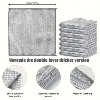 1/3/5/10 New Upgraded Single/Double-Layer Scratch Resistant Wire Dishcloths Scratch Resistant Wire Dishcloths Kitchen Cleaning