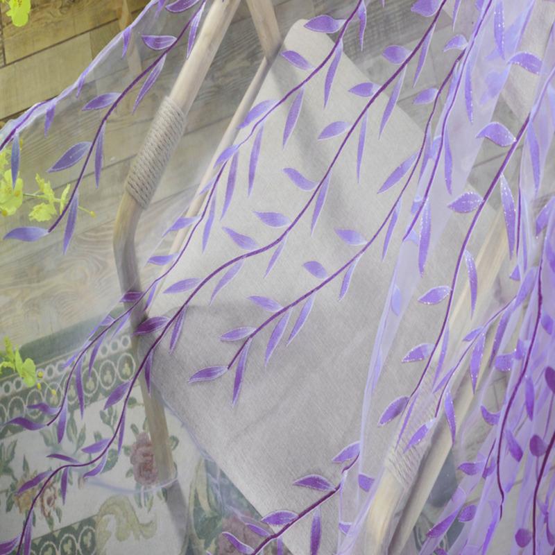 1 pezzo Eleganti Tende Moderne in Tulle per Soggiorno Camera da Letto Cucina Tende Trasparenti con Foglie Verdi per Finestra Tende in Tulle Drappeggi