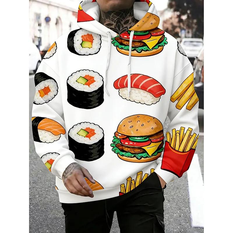 Fashion Versatile Men's Food Printed Hoodie Casual Comfort Hoodies Sweatshirts Men’s