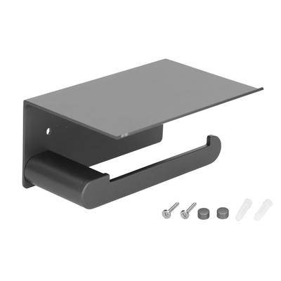 Porte-papier toilette Acier Inoxydable Mural Porte-rouleau de papier toilette avec étagère Noir Mat