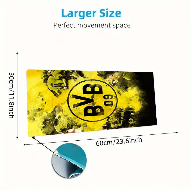 Podkładka pod mysz Borussia Dortmund, Duża mata na biurko do gier, Antypoślizgowa podkładka pod mysz XXL na laptopa i tablet, Mata do gry na mini PC ze zszywanymi krawędziami