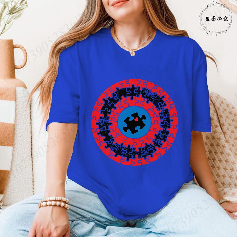 Autismus-Bewusstsein T-Shirts für Unisex: Schild Puzzle-Stück Grafik Kurzarm-Oberteile 2026 Trendige Lässige Mode Tägliche Wear T-Shirts