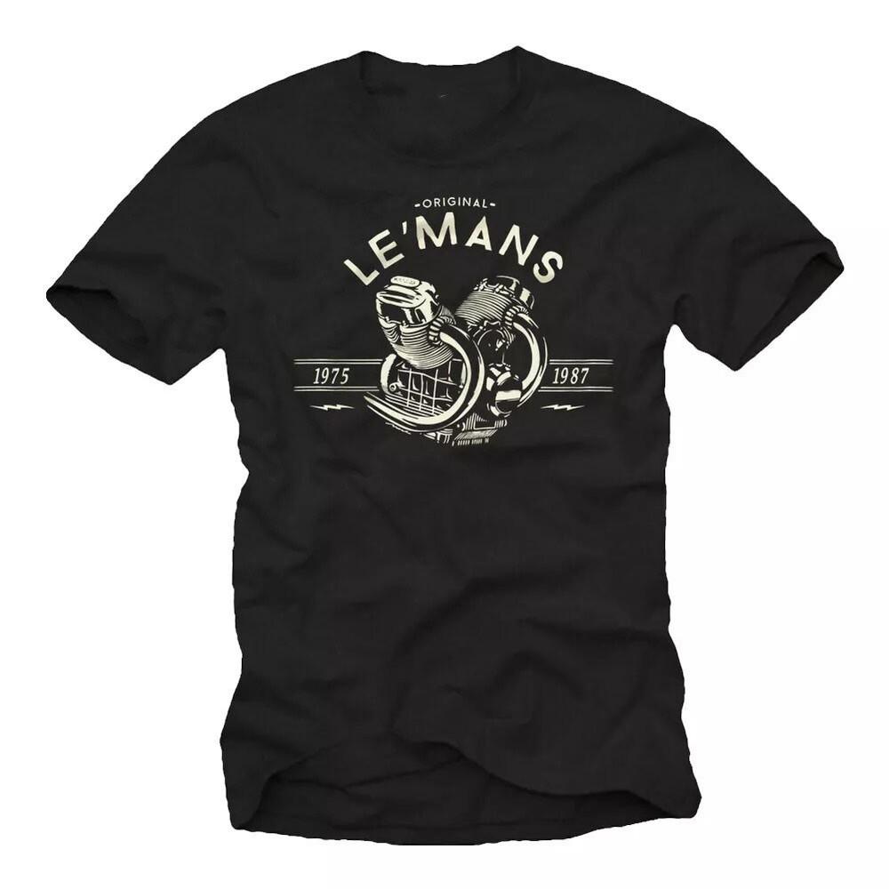 Vintage Biker Men s Le Mans Motor T-Shirt - Men s Custom Motorcycle Shirt- Unisex T-Shirt S