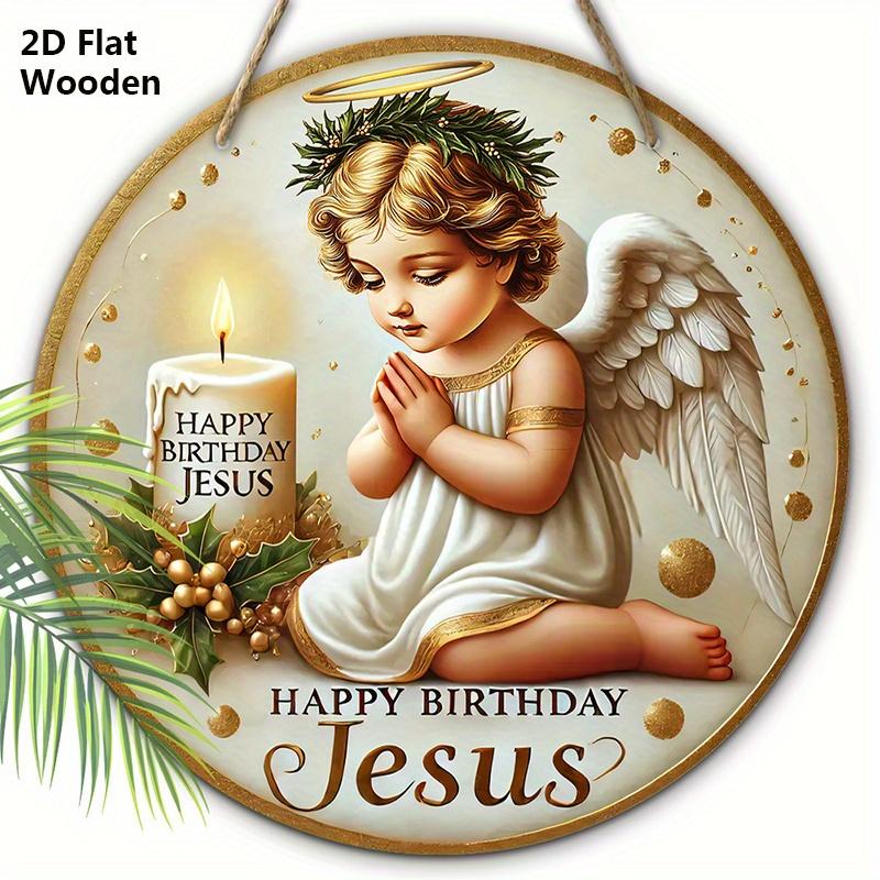 

5 шт. Уникальный 2D плоский рельефный дизайн с Днем Рождения Иисуса деревянная табличка для входной двери и настенного декора, идеальный христианский орнамент 5pcs